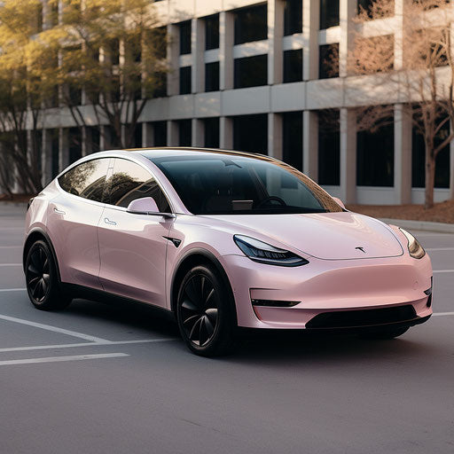 Light pink metallic electric vehicle