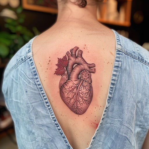 Anatomical heart tattoo with realistic human heart details