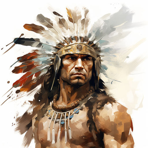 Warrior clipart in the style of oil painting, on a white background