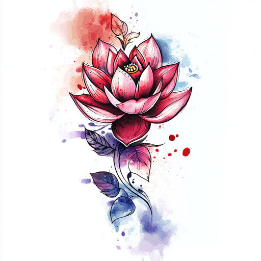 Top neck tattoos with watercolor splash effect