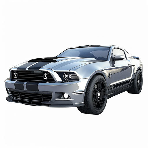 Mustang clipart with photorealistic style on flat white background
