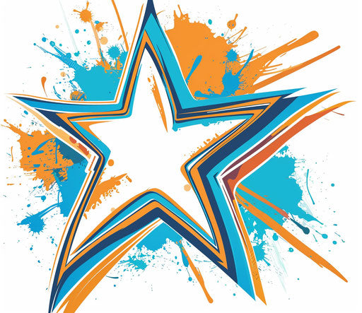 Orange and azure star in the style of Scott McCloud