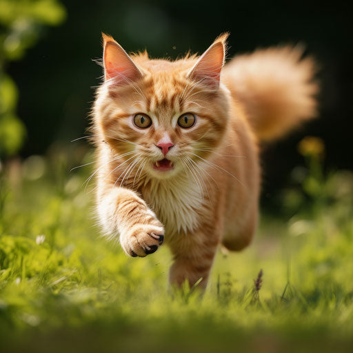 Manx cat on the run
