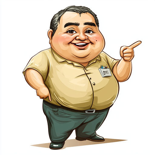 Humorous caricature of a charity illustration with human characteristics