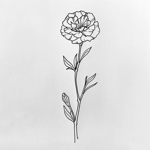 Minimalist carnation tattoo design with single line art style