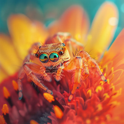 Cute spider on a vibrant flower