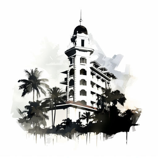 Building silhouette in Oil painting style