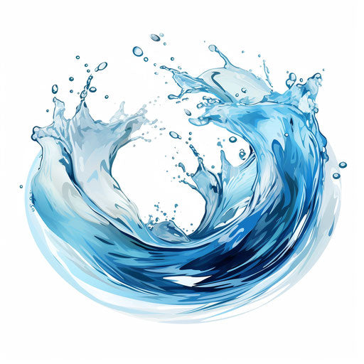 Water clipart in the style of Oil painting, on a white background