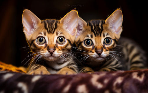 Bengal kittens with eyes gazing off into space