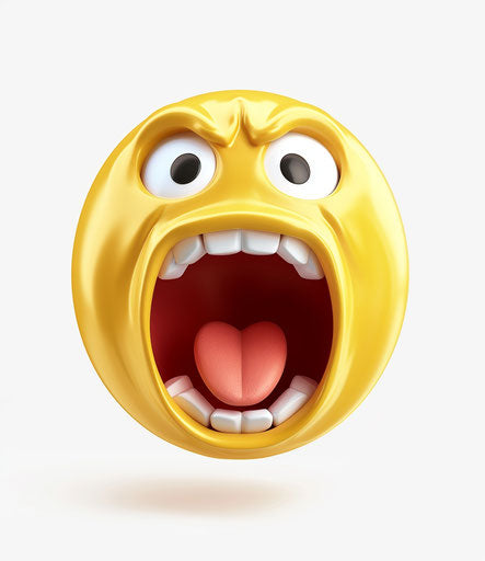 Screaming face emoji, plain white background 13:15