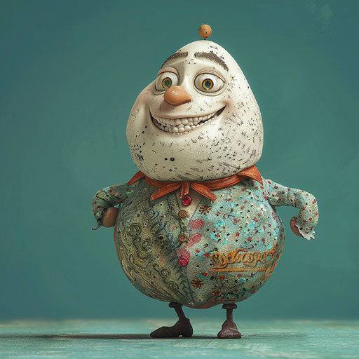 Realistic Humpty Dumpty Clipart on Teal Flat Background