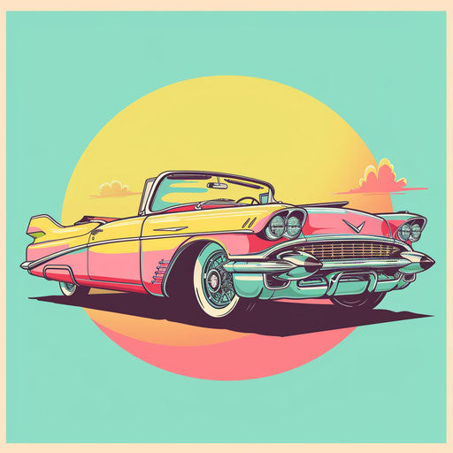 Vintage tattoo sketch of a classic convertible car