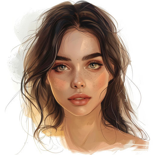 Realistic adult illustration on white background, rich textures