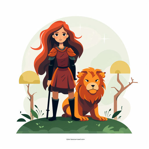 Courageous illustration in minimalist style, on white background