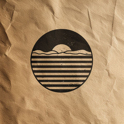 Brand logo with rustic design and natural colors on kraft paper background