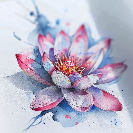 Water lily painting on white canvas