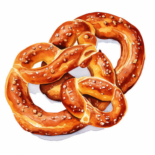 Pretzel clipart in the style of Oil painting, on a white background
