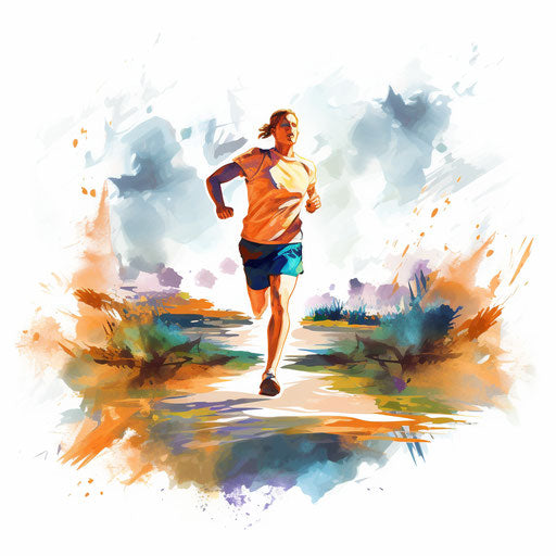 Illustration of jogging in the style of Impressionistic Art, on white background