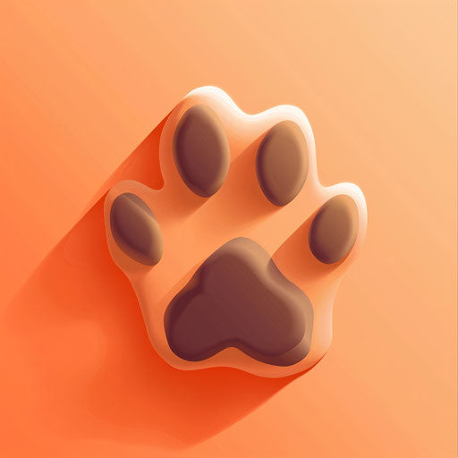 Realistic paw illustration on sunset orange background