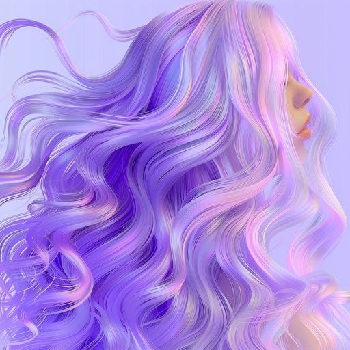 Hair clipart on soft lavender background with precise details