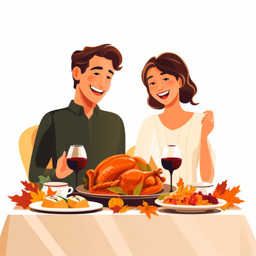 Happy thanksgiving clipart in minimalist style, on white background