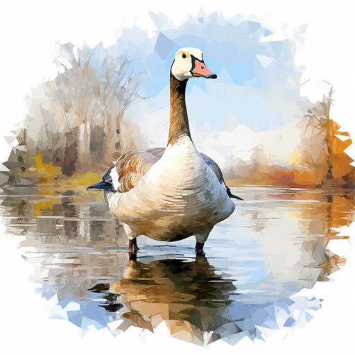 Goose illustration in the style of Impressionistic Art, on white background