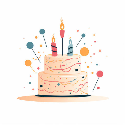 Minimalist happy birthday clipart on a white background