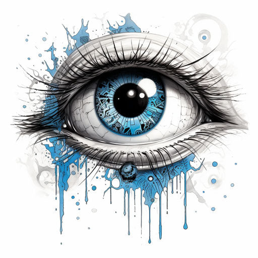 Cybermysticpunk eye with blue and black spots