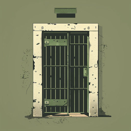 Realistic jail clipart with muted olive background