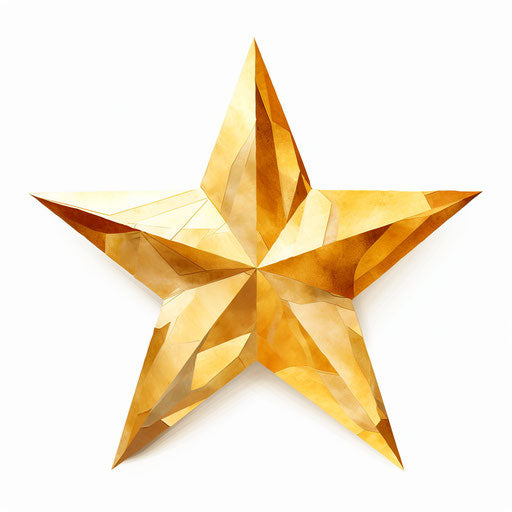 Golden star in Impressionistic style on white background