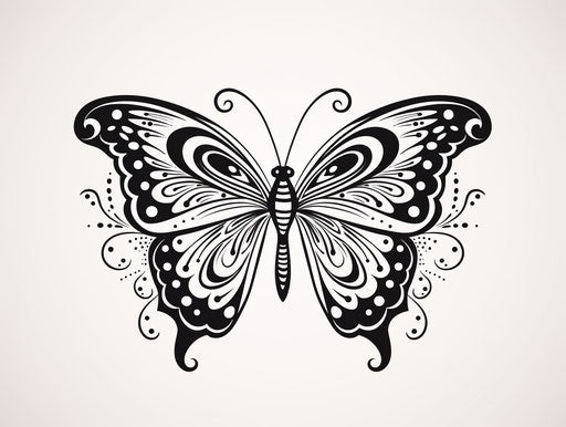 Black and white butterfly with designs, minimalist style, carving 4:3