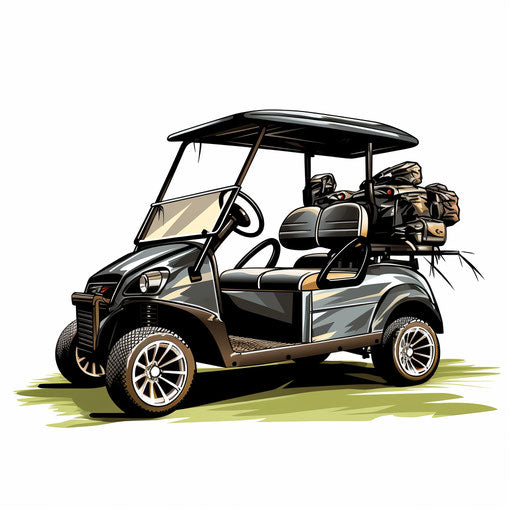 Chiaroscuro Art style golf cart clip art, on white background