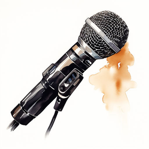 Microphone illustration in the style of Chiaroscuro Art, on white background