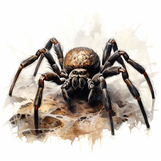 Spider clipart in the style of Oil painting, on a white background