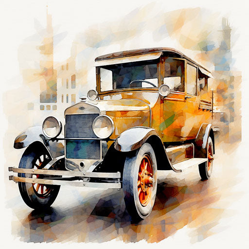 Impressionistic transportation art on white background