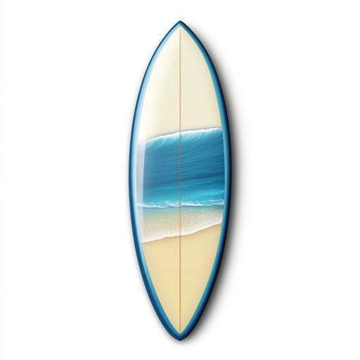 3D surfboard on flat white background