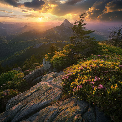 Rugged landscape of Grandfather Mountain with dramatic lighting