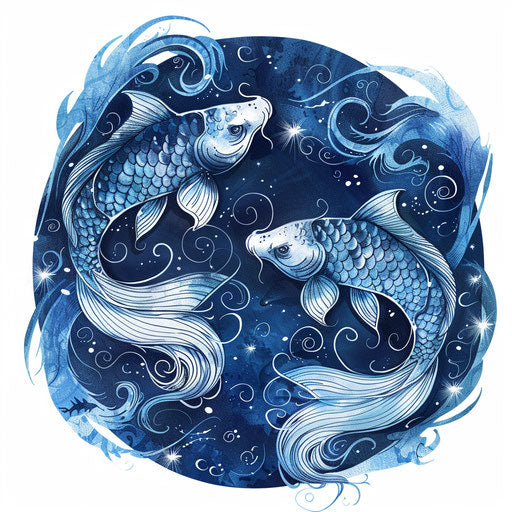 Sketch tattoo flow Pisces zodiac dreamy blue