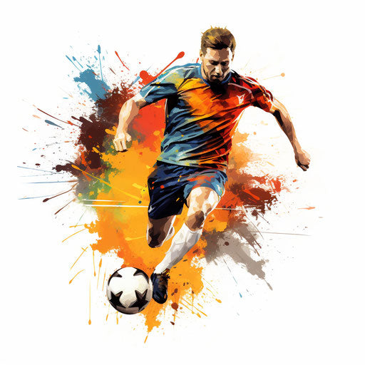 Soccer clipart in the style of Impressionistic Art, on white background