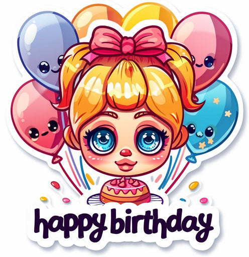 Happy birthday with smiley and balloons