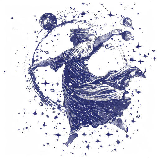 Celestial Virgo constellation tattoo sketch