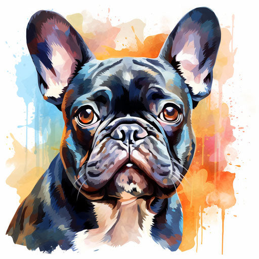 French bulldog in Impressionistic Art on white background