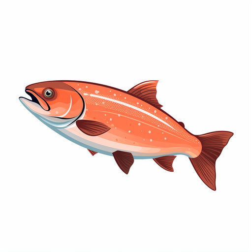 Salmon clipart in Minimalist style, on white background