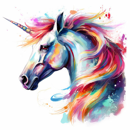 Unicorn clipart in the style of Oil painting, on a white background