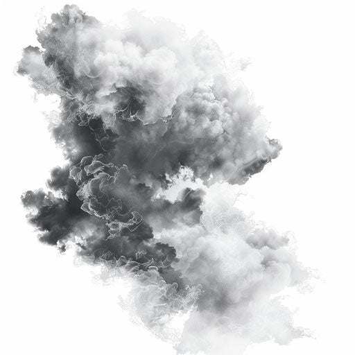 Cloud tattoo stencil with smoky haze on white background
