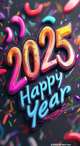 2025 in colorful graffiti with Happy New Year