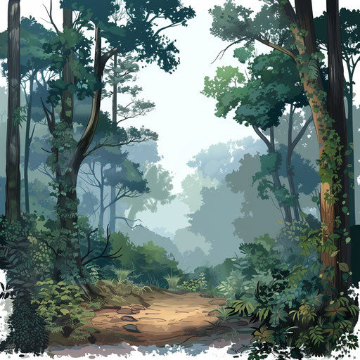 Realistic forest background illustration on flat white backdrop