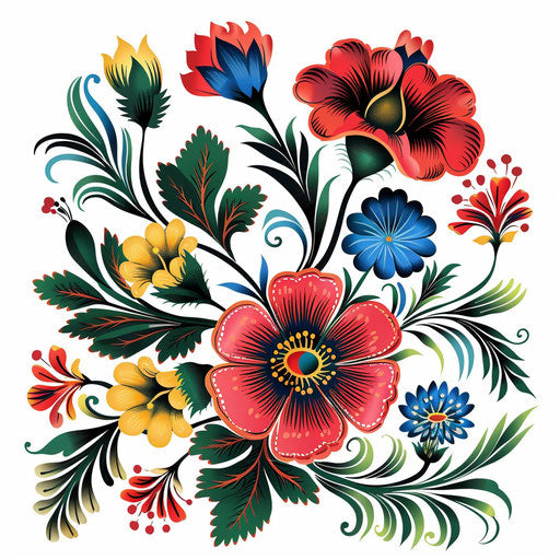 Traditional Russian scarf with vibrant floral patterns