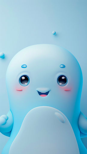 Cute blue baby face, simple background, mobile wallpaper