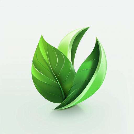 3D logo with green leaf motifs and eco-friendly colors, on a clean white background